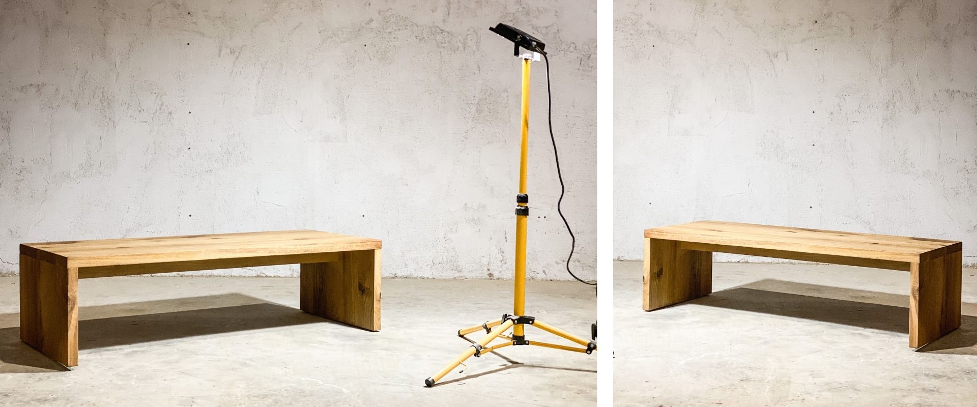 שולחן סלון מעץ אלון מלא בעיצוב מודרני תעשייתי